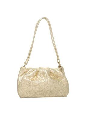 Authentic BALLY Shoulder Bag Leather Champagne Gold